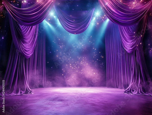 Obraz Purple Stage Background with Dramatic Lighting
