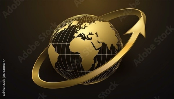 Obraz 반짝이는 골드 컬러의 지구본