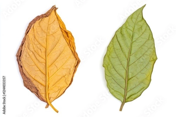 Fototapeta A pair of adjacent leaves on a stem, with a natural background