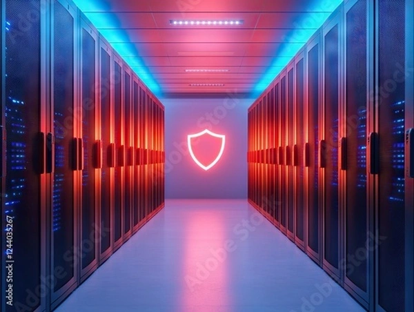 Obraz Server room security protocols data center digital technology high-tech environment perspective cybersecurity concepts