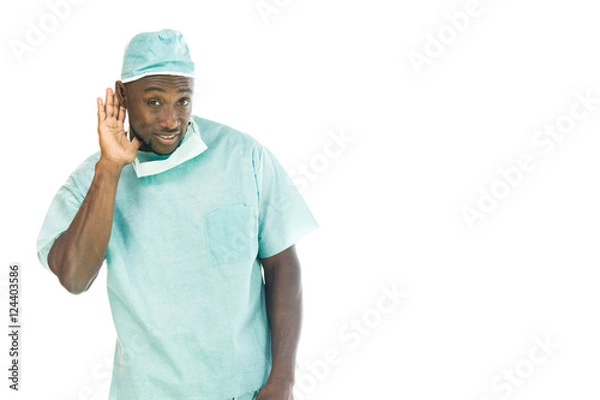 Obraz Model in studio isolated on white background medium shot