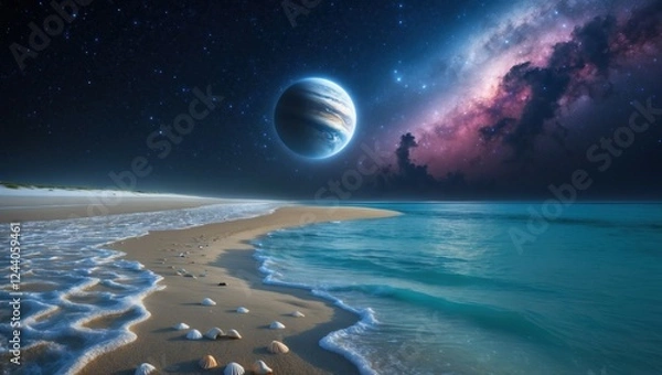 Obraz Beautiful sea and planets