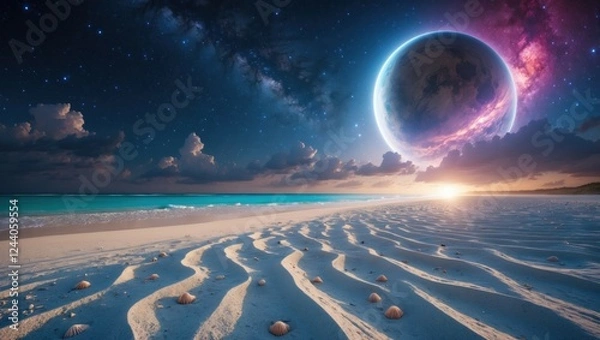 Obraz Beautiful sea and planets