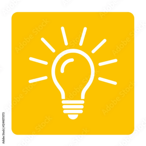 Obraz ikona białej żarówki na żółtym tle