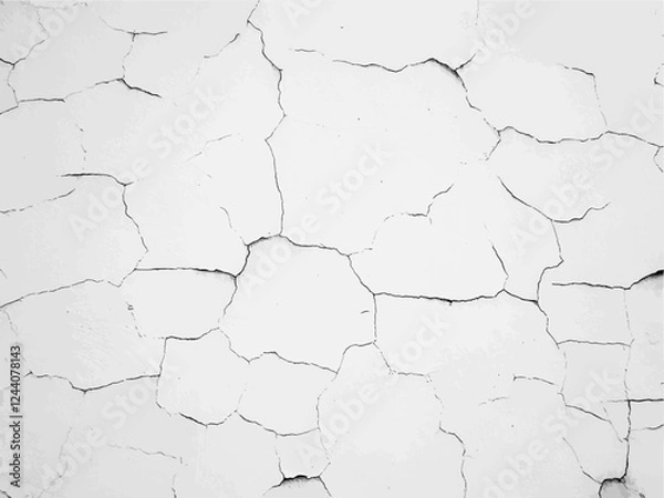Obraz Distressed background with old wall cracks. Aged paint or concrete texture for dirty urban look. Grunge monochrome vector background