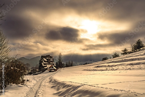 Fototapeta Pieniny , góry, zima, śnieg, Karpaty, mgły, Tatry, Dunajec