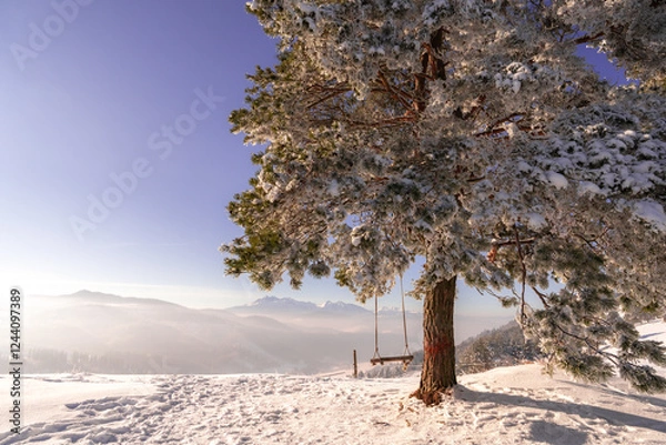 Fototapeta Pieniny , góry, zima, śnieg, Karpaty, mgły, Tatry, Dunajec