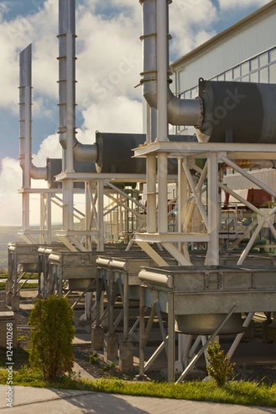 Obraz Natural gas compressor station during sunset