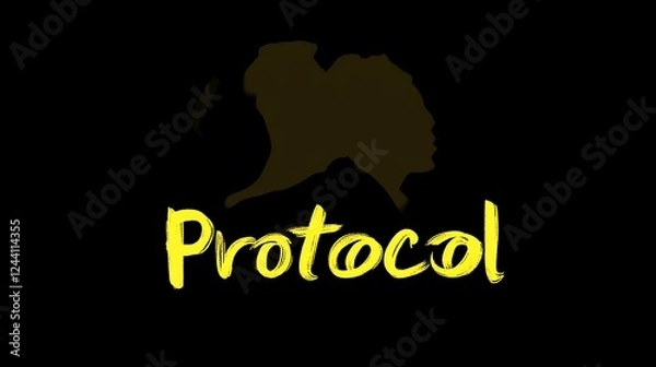 Fototapeta Abstract Silhouette Design Featuring Protocol Word