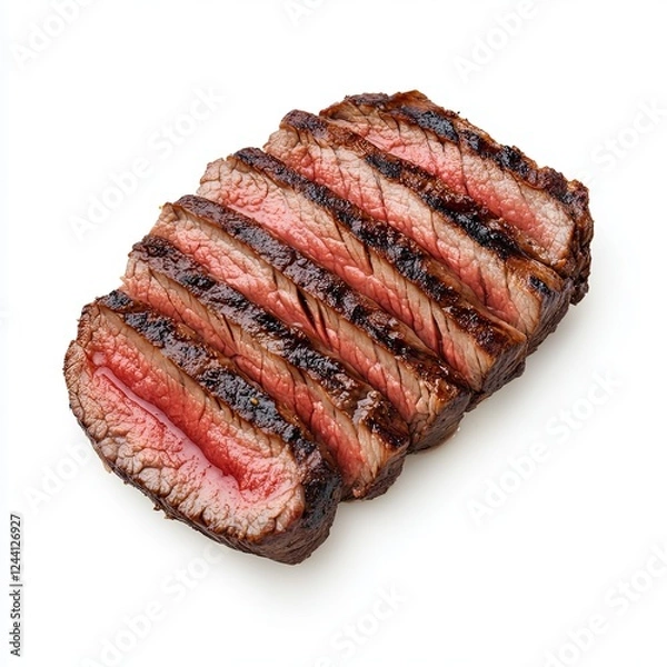 Fototapeta slice of grilled beef isolated on white background