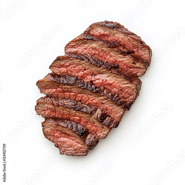 Fototapeta slice of grilled beef isolated on white background