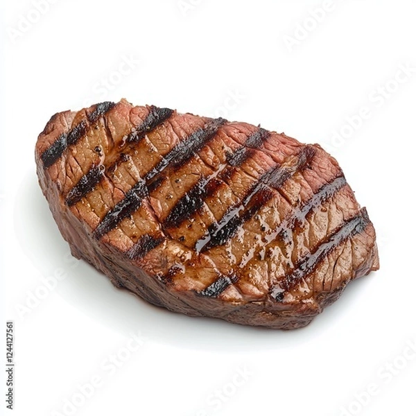 Fototapeta slice of grilled beef isolated on white background