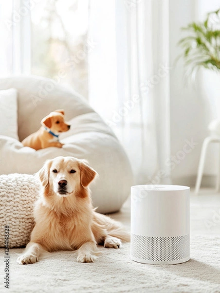 Fototapeta Air purifier for allergy relief in pet-friendly home environment
