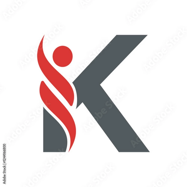 Fototapeta Initial Healthcare Logo Combine With Letter K Vector Template