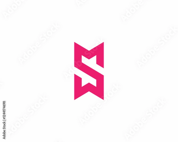 Fototapeta S M abstract logotype. Creative minimalistic style monogram. Modern icon sign.  illustration.