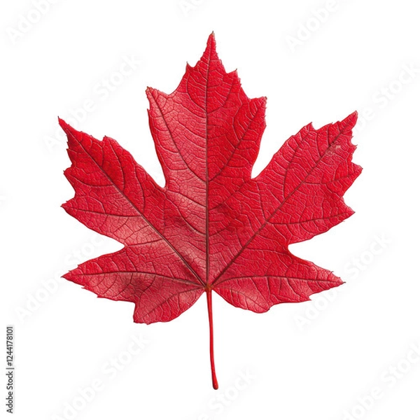 Fototapeta vibrant red maple leaf showcasing intricate details and textures