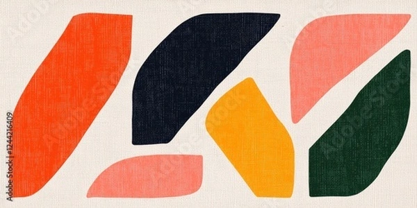 Fototapeta Abstract Colorful Shapes On Textured Canvas Background Representing Modern Art And Design Elements