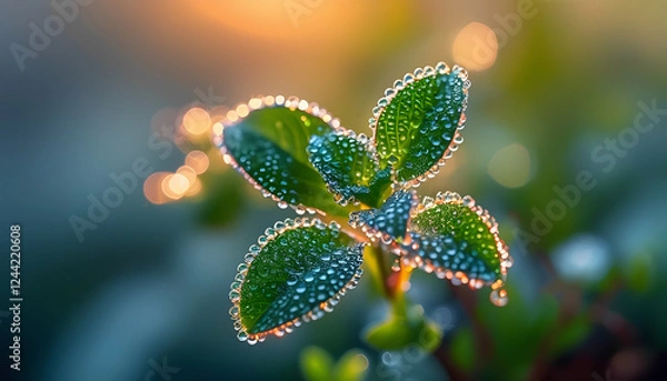 Fototapeta a close up of a leaf with water droplets