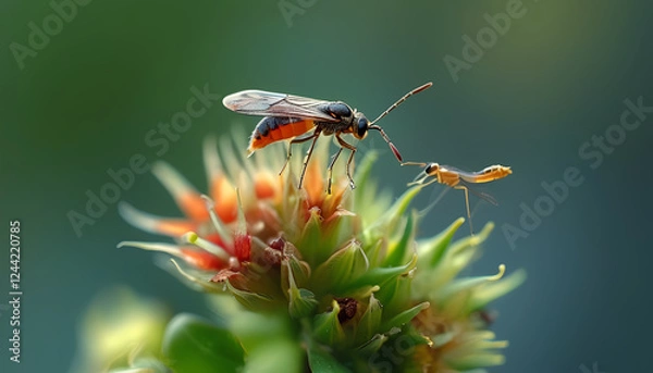 Fototapeta a fly on a flower with a bug