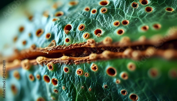 Fototapeta a close up of a leaf with many holes