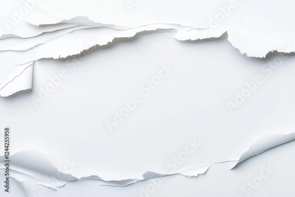 Fototapeta A sharp paper edge slicing through open air, solid crisp white background