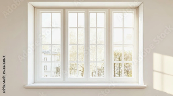 Fototapeta Bright white window creating a warm and inviting atmosphere with soft blur effect during daytime