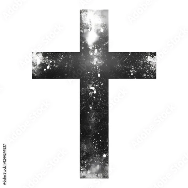 Obraz Grunge style cross design abstract black white texture art god dark grey on transparent background