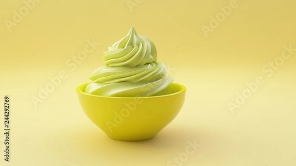 Fototapeta A Whimsical Frozen Yogurt Dessert in a Vibrant Yellow Bowl