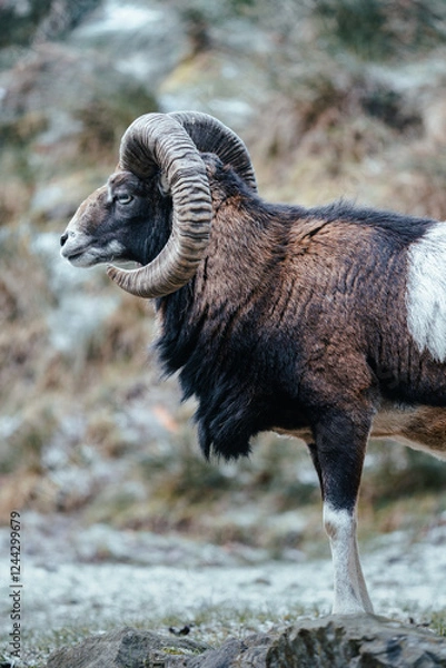 Obraz Muffelwild im Wald, Mufflon in Deutschland, Muffel im Visier