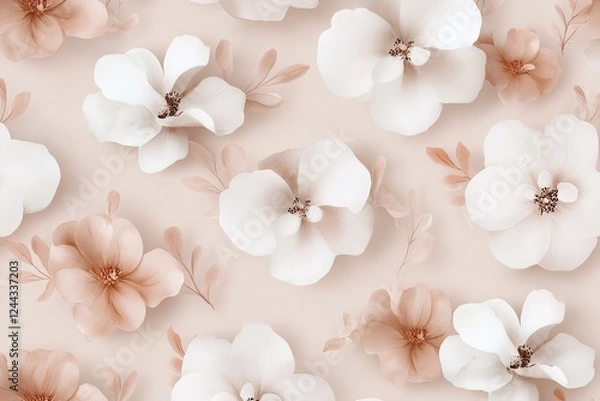 Obraz This artwork features delicate watercolor florals, showcasing a harmonious blend of pastel and earthy tones. Perfect for enhancing stationery, textile prints, and branding materials