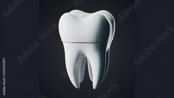 Fototapeta A shiny crowned white tooth against a black background