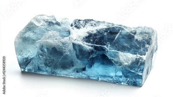 Fototapeta Single ice block isolated on white.