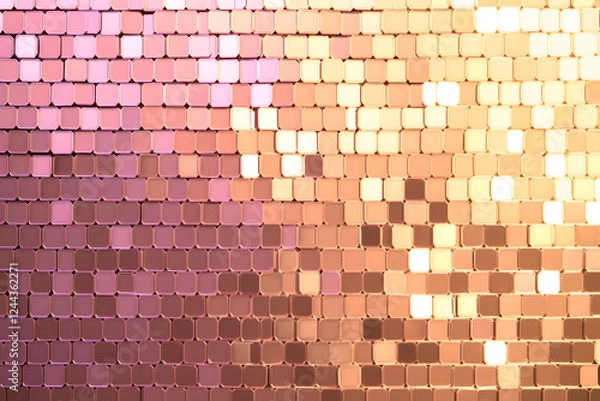 Fototapeta A stylish golden tile texture that plays with light and shadow for a stunning visual effect