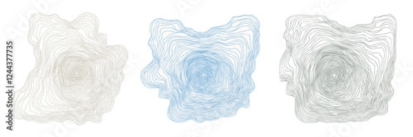 Obraz Set of abstract shapes with tree rings - hand drawn vector illustration.