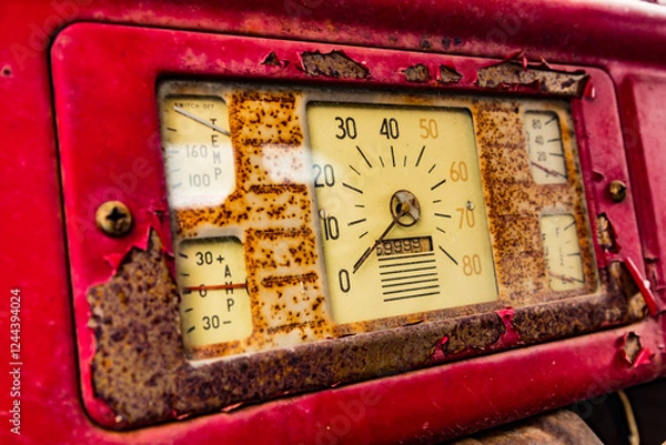 Obraz Dashboard of an old truck. USA, Washington State, Palouse, Colfax.