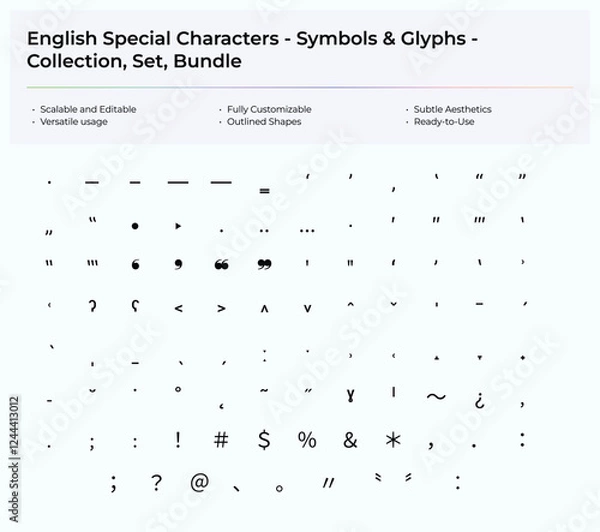 Obraz English Special Characters - Symbols & Glyphs Collection