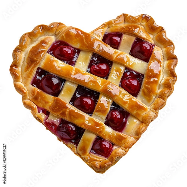 Fototapeta Heart Shaped Pie on White Background - Ideal for Bakery Website and Valentine's Day Promotions