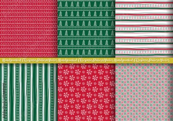 Fototapeta Handpainted Handmade Xmas Christmas Vector Pattern Illustration