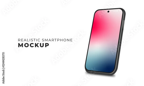 Fototapeta Realistic smartphone mockup, vector illustration. Mobile phone isolated on white background.