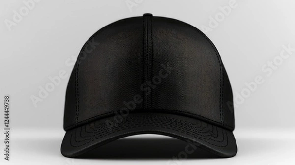 Obraz Black baseball cap with sleek design on plain background, ideal for fashion promotions