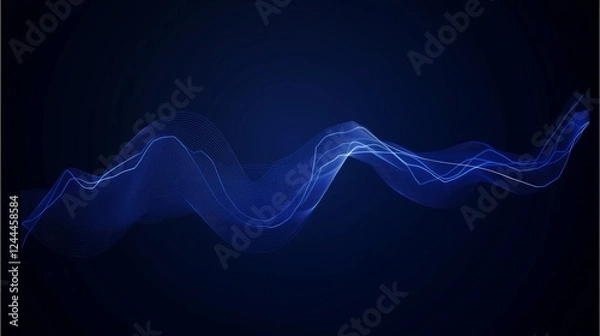 Fototapeta Widescreen Abstract financial graph with uptrend line and bar chart of stock market on blue color background