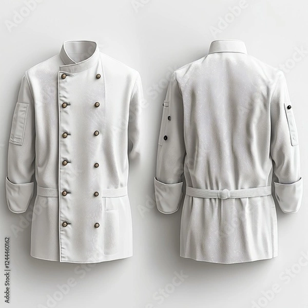 Obraz Professional chef's uniform displayed front and back against a plain background