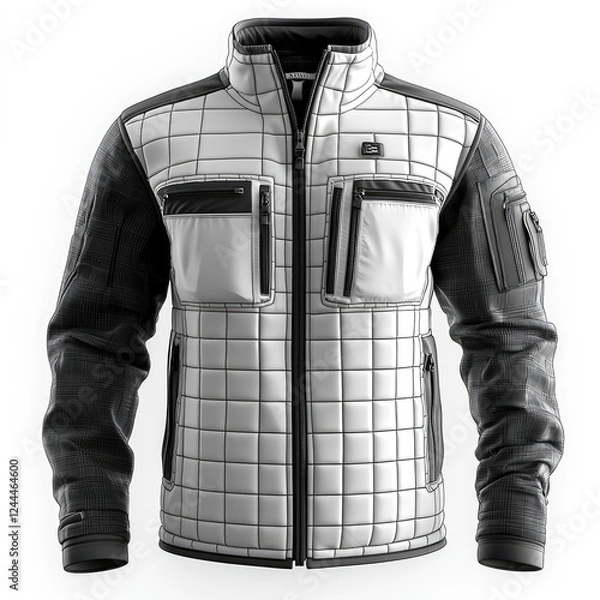Obraz Stylish modern jacket with a quilted design displayed on a white background