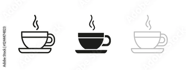 Fototapeta Coffee cup icon. Steaming hot beverage vector illustration. Morning refreshment symbol. Relaxing drink sign. Caffeine and herbal infusion concept. Tea mug pictogram.
