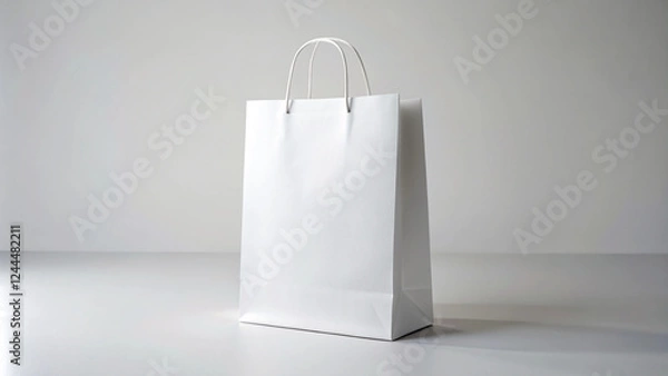 Fototapeta Minimalistic Blank White Paper Bag Mockup