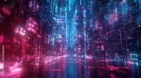 Obraz Illuminated journey through floating frames of abstract storytelling