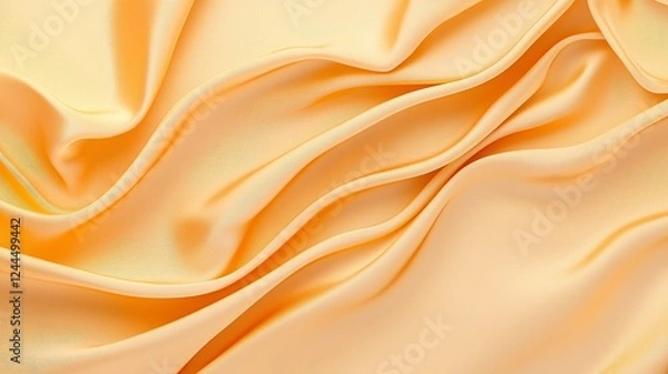 Obraz Close-up of smooth yellow silk fabric draped elegantly, showcasing its luxurious texture and shine, perfect for textile design or fashion photography.