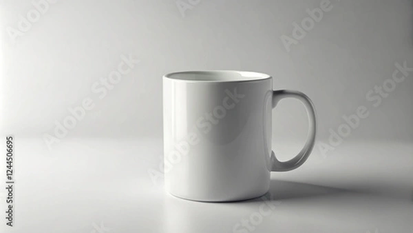 Fototapeta Minimalist Blank Mug Mockup on Clean White Background with Soft Shadows