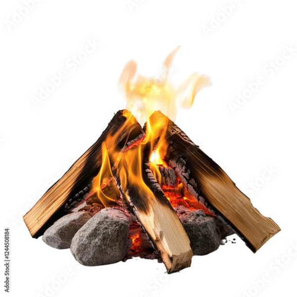 Obraz Fast Burning Flame from a Campfire Isolated on Transparent Background