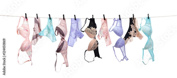 Fototapeta lingerie sets drying on the clothesline